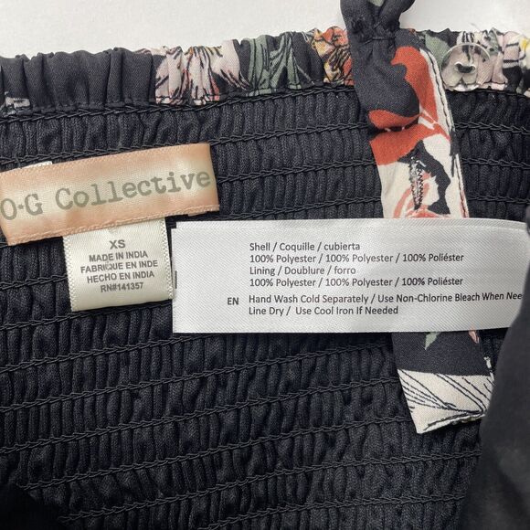 B.O.G. Collective Band Of Gypsies Black Floral Smocked Halter Size XS Quilted - Picture 3 of 6